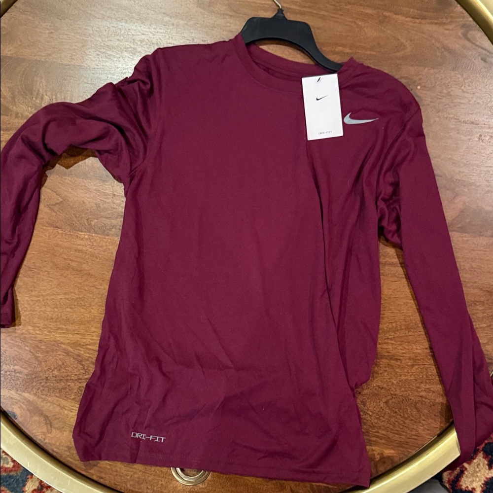 Nike Burgundy Dri-FIT Long Sleeve Top